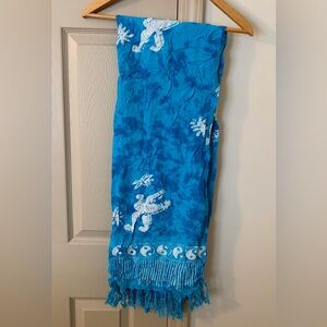 Blue and White Sarong with Sea Design